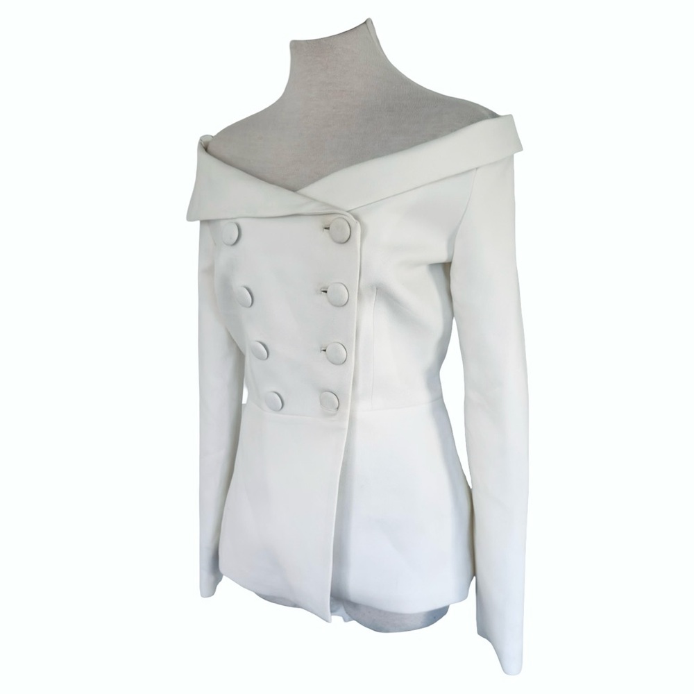 Misha Collection White Off-Shoulder Suit Set (Shorts and Jacket)